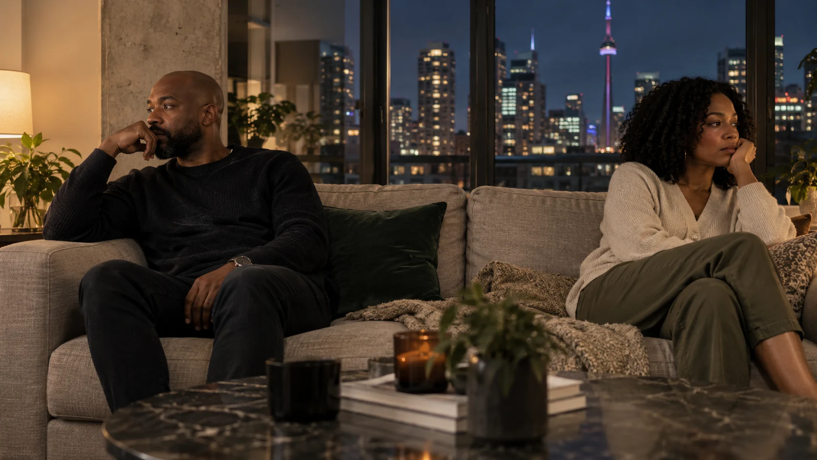Adult couple facing relationship difficulties in Toronto